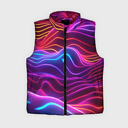Женский жилет Цветные неоновые волны, цвет: 3D-красный