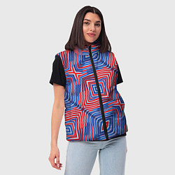 Женский жилет Красно-синие абстрактные полосы, цвет: 3D-красный — фото 2