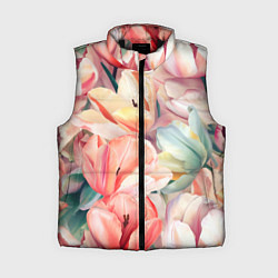 Женский жилет Разноцветные пастельные тюльпаны - паттерн