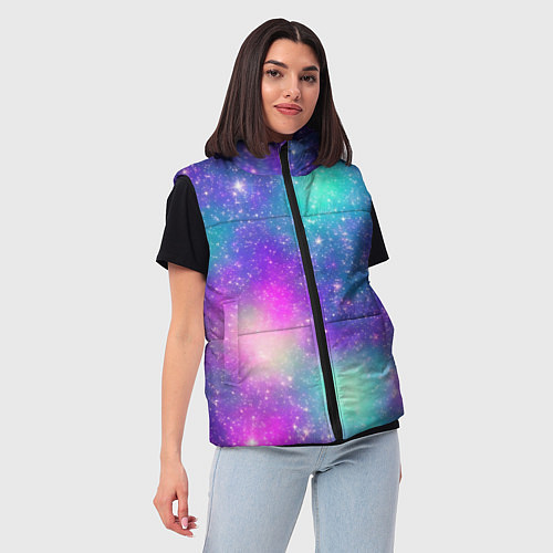 Женский жилет Яркий розово-голубой космос / 3D-Красный – фото 3