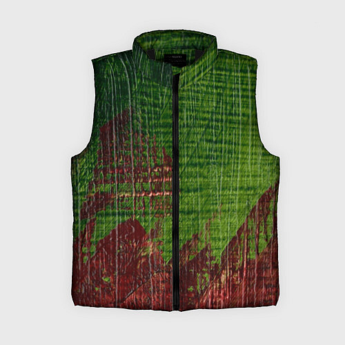 Женский жилет Зелёная и бордовая текстура / 3D-Черный – фото 1