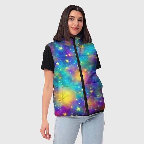 Женский жилет Звездный космос, сияющий волшебством / 3D-Красный – фото 3