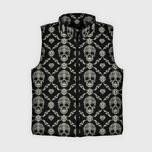 Женский жилет Узор с черепами Pattern with skulls / 3D-Черный – фото 1