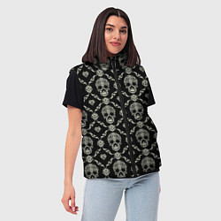 Женский жилет Узор с черепами Pattern with skulls, цвет: 3D-черный — фото 2