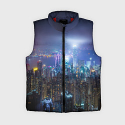 Женский жилет Большой город в розово-голубых огнях, цвет: 3D-красный