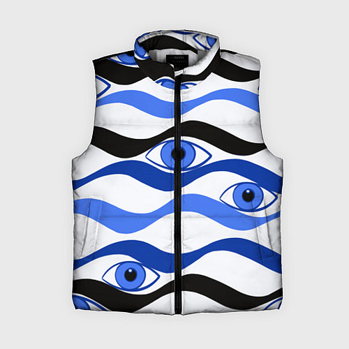 Женский жилет Глазки плывущие в голубых волнах / 3D-Светло-серый – фото 1