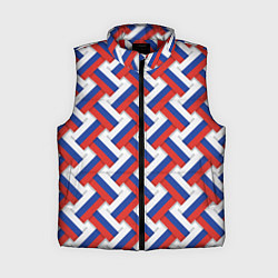 Женский жилет Россия - плетёнка, цвет: 3D-красный