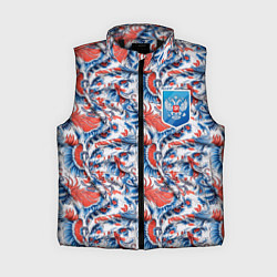 Женский жилет Русские узоры и герб, цвет: 3D-черный