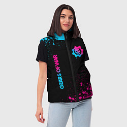 Женский жилет Gears of War - neon gradient: надпись, символ, цвет: 3D-черный — фото 2