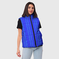 Женский жилет Кривые линии ярко-синий, цвет: 3D-черный — фото 2