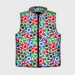 Женский жилет Фишки, Ставки, Покер, цвет: 3D-светло-серый