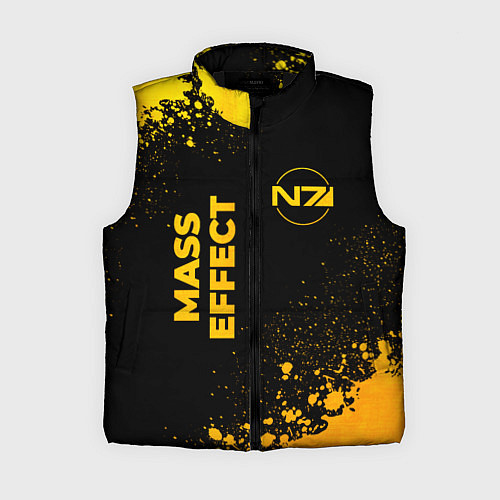 Женский жилет Mass Effect - gold gradient: надпись, символ / 3D-Черный – фото 1