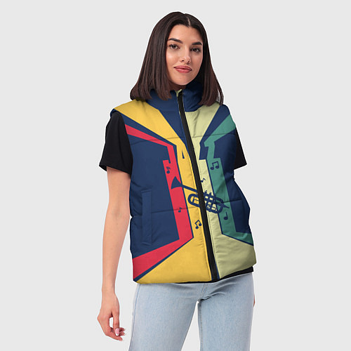 Женский жилет Труба в разноцветных полосах Jazz music / 3D-Красный – фото 3