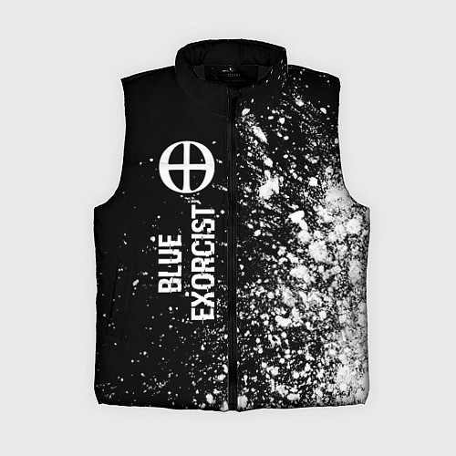 Женский жилет Blue Exorcist glitch на темном фоне: по-вертикали / 3D-Черный – фото 1