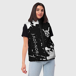 Женский жилет Bon Jovi и рок символ на темном фоне, цвет: 3D-черный — фото 2