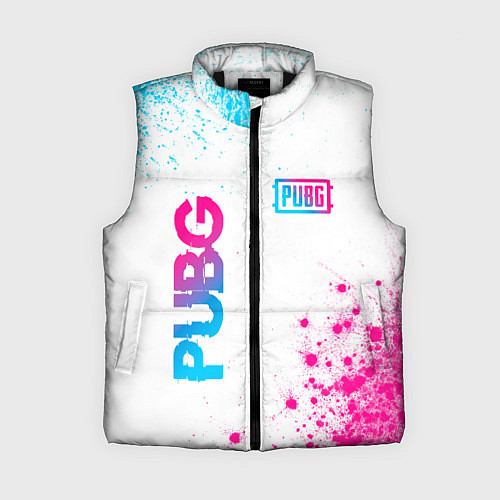Женский жилет PUBG neon gradient style: надпись, символ / 3D-Черный – фото 1