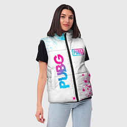 Женский жилет PUBG neon gradient style: надпись, символ, цвет: 3D-черный — фото 2