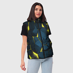 Женский жилет Желтые неоновые плиты, цвет: 3D-черный — фото 2