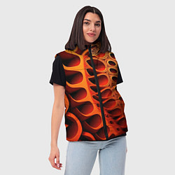 Женский жилет Объемная оранжевая абстракция, цвет: 3D-черный — фото 2