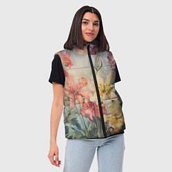 Женский жилет Акварельные лилии, цвет: 3D-черный — фото 2