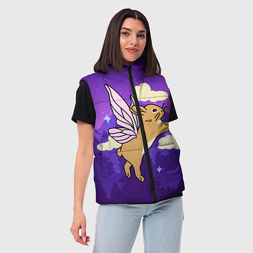 Женский жилет Лунный кролик с крыльями / 3D-Светло-серый – фото 3