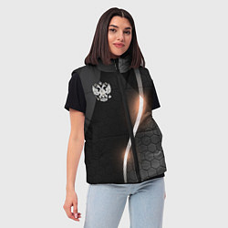 Женский жилет Герб России на темном фоне, цвет: 3D-черный — фото 2