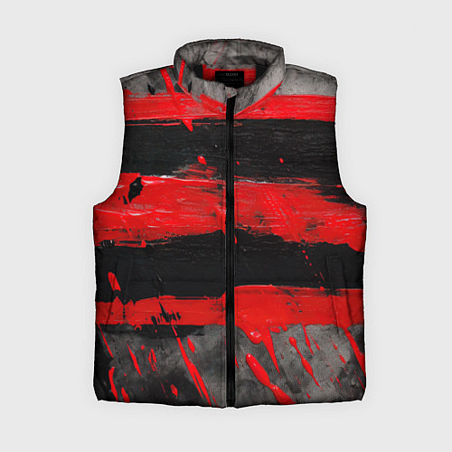 Женский жилет Текстура краски красные полосы / 3D-Черный – фото 1
