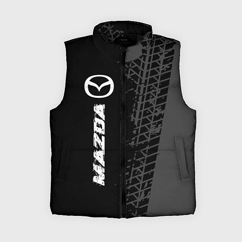 Женский жилет Mazda speed на темном фоне со следами шин: по-верт / 3D-Черный – фото 1