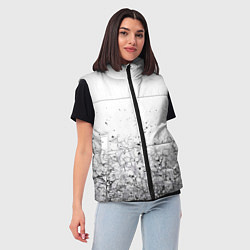 Женский жилет Абстрактный геометрический фон с трещинами и брызг, цвет: 3D-черный — фото 2
