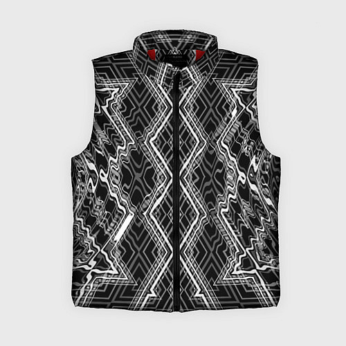 Женский жилет Черно-белый узор Искаженная геометрия / 3D-Красный – фото 1