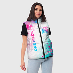 Женский жилет One Piece neon gradient style: надпись, символ, цвет: 3D-черный — фото 2