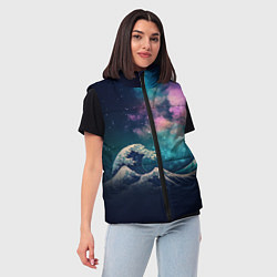 Женский жилет Космическая Большая волна в Канагаве, цвет: 3D-светло-серый — фото 2