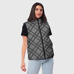 Женский жилет Бело - серый орнамент геометрический, цвет: 3D-черный — фото 2