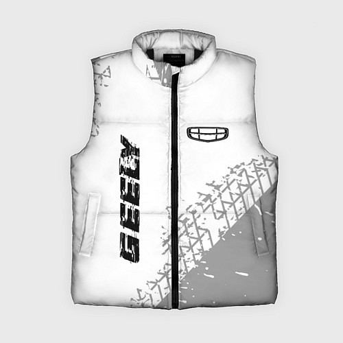 Женский жилет Geely speed на светлом фоне со следами шин: надпис / 3D-Черный – фото 1