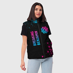 Женский жилет Breaking Benjamin - neon gradient: надпись, символ, цвет: 3D-черный — фото 2