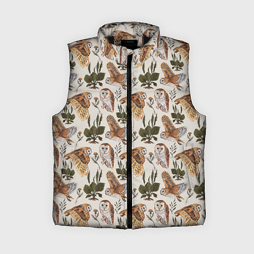 Женский жилет Совы и подорожник / 3D-Черный – фото 1