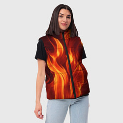 Женский жилет Костёр на чёрном фоне, цвет: 3D-красный — фото 2