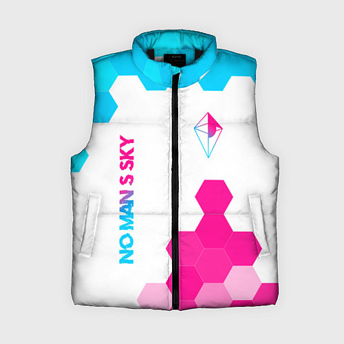 Женский жилет No Mans Sky neon gradient style: надпись, символ / 3D-Черный – фото 1