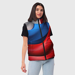 Женский жилет Объемная абстракция в цветах флага РФ, цвет: 3D-черный — фото 2