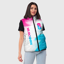 Женский жилет Rainbow Six neon gradient style: надпись, символ, цвет: 3D-черный — фото 2