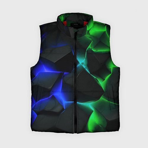 Женский жилет Синие и зеленые плиты / 3D-Красный – фото 1