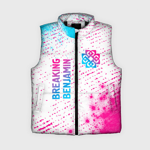 Женский жилет Breaking Benjamin neon gradient style: надпись, си / 3D-Черный – фото 1