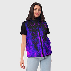 Женский жилет Неоновый огонь и соты, цвет: 3D-черный — фото 2