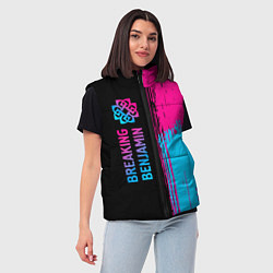 Женский жилет Breaking Benjamin - neon gradient: по-вертикали, цвет: 3D-черный — фото 2