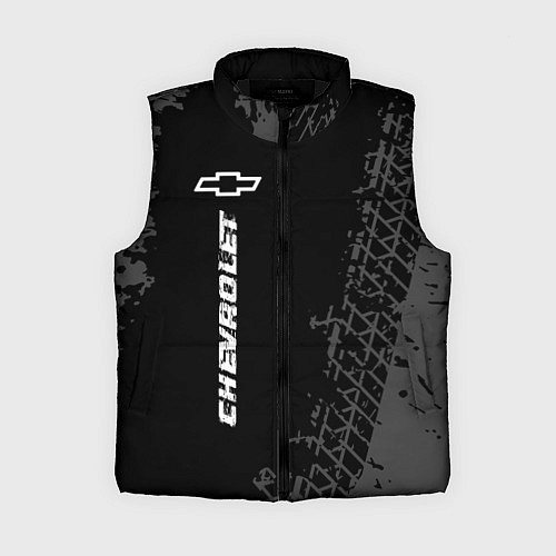 Женский жилет Chevrolet speed на темном фоне со следами шин: по- / 3D-Черный – фото 1