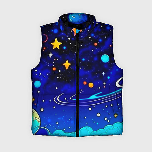 Женский жилет Мультяшный космос темно-синий / 3D-Черный – фото 1