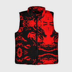 Женский жилет Черный дракон на красном небе
