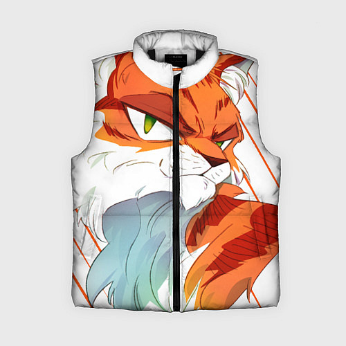 Женский жилет Рыжий хитрый мультяшный кот / 3D-Черный – фото 1