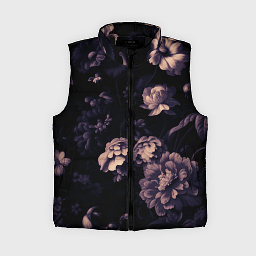 Женский жилет Цветы приглушенный чёрный / 3D-Черный – фото 1