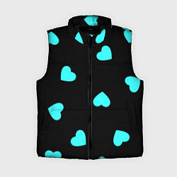 Женский жилет С голубыми сердечками на черном, цвет: 3D-черный